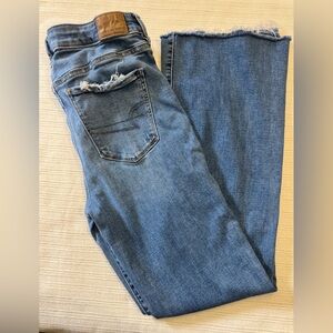 American Eagle Outfitters Men's Light Blue Frayed Jeans